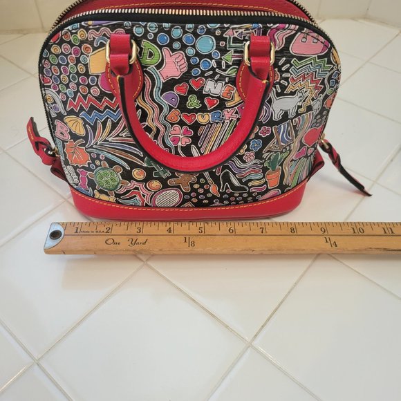 DOONEY & BOURKE Small Red Printed Leather Handbag Crossbody Bag - Picture 8 of 16